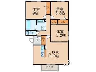 ラルジュ高峯町B棟の物件間取画像